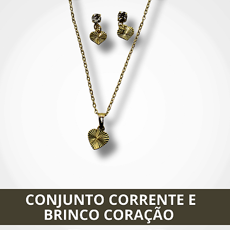 Conjunto Corrente e Brinco de Coração