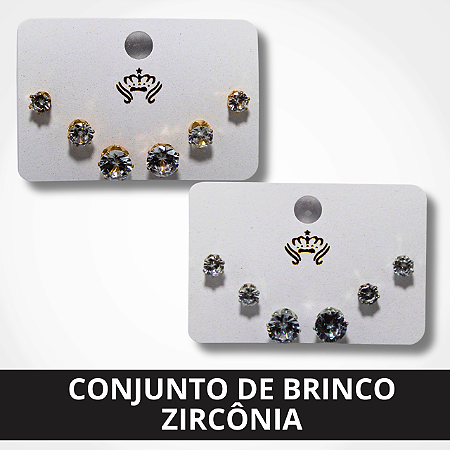 Conjunto de Brinco Zircônia