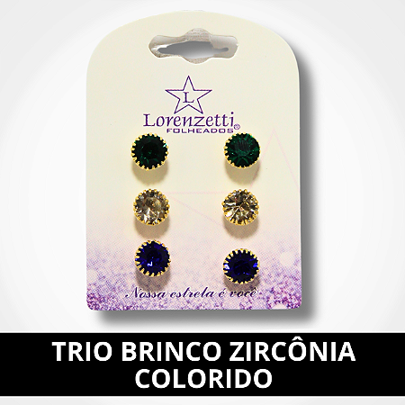 Trio Brinco Zircônia Colorido