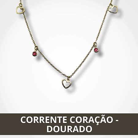 Corrente Coração - Dourado