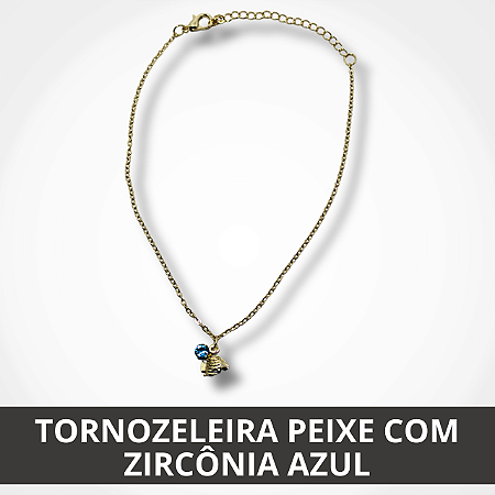Tornozeleira Peixe com Zircônia Azul