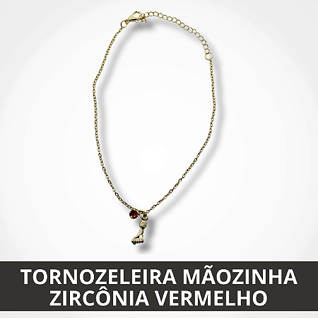 Tornozeleira Mãozinha com Zircônia Vermelho