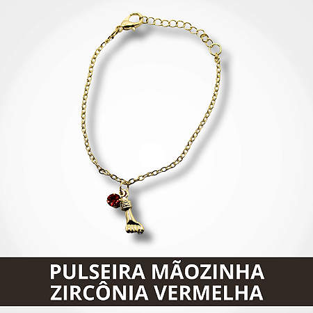 Pulseira Mãozinha Zircônia Vermelha - Linha Kids