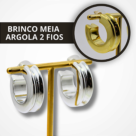 Brincos Meia Argola 2 Fios