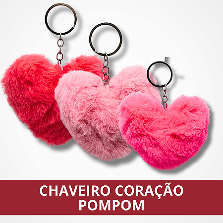 Chaveiro de Coração de Pelúcia - Colorido