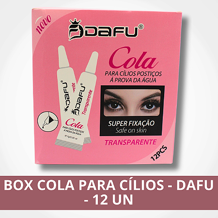 Box Cola de Cílios Postiço Á Prova D'água - Transparente - Dafu - 12UN.