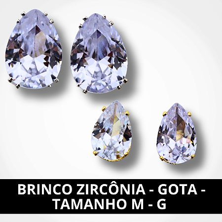Brinco Zircônia Gota - Tamanho G - M