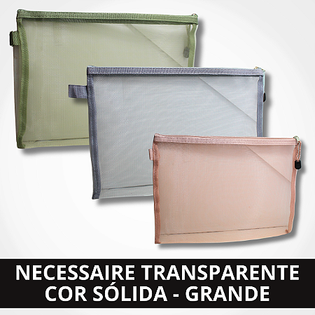 Necessaire Transparente Cor Sólida - Grande