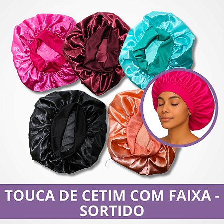 Touca de Cetim com Faixa - Sortido