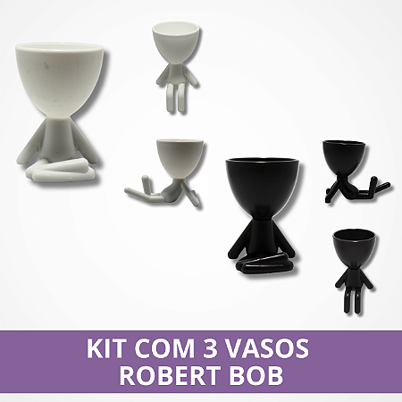 Kit 3 Vasos Robert Bob para Plantas