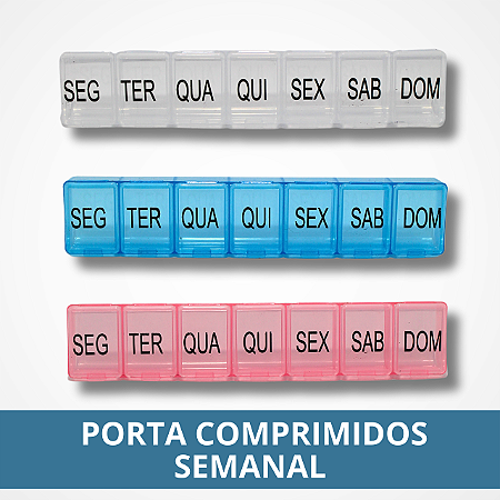 Porta Comprimidos de Plástico Retangular - Colorido