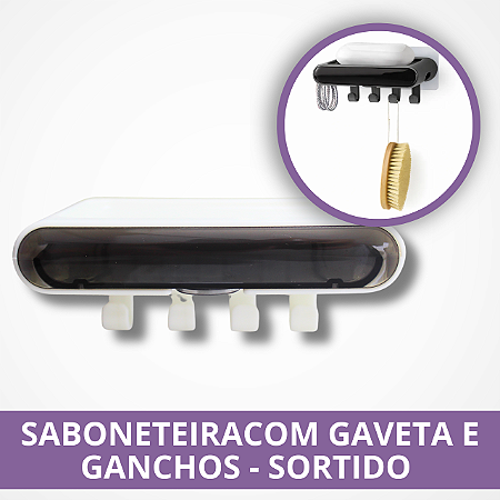 Saboneteira com Gaveta e Ganchos