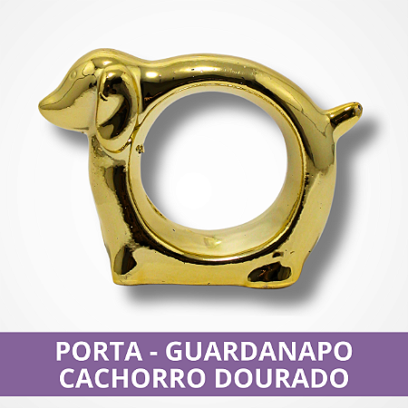 Porta - Guardanapo Cachorro Dourado