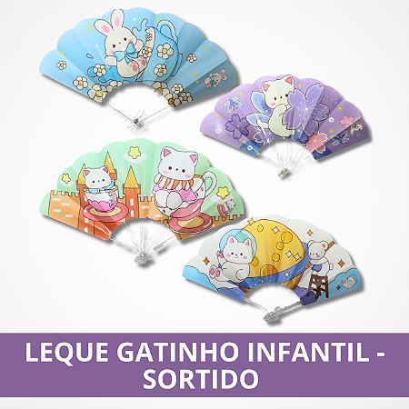Leque Gatinho Infantil - Sortido