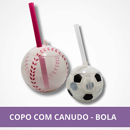Copo de Plástico com Canudo - Bola