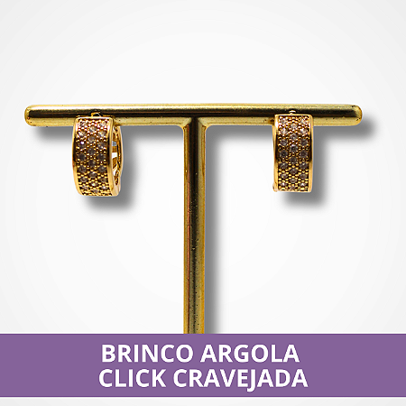 Brinco Argola Click Cravejada