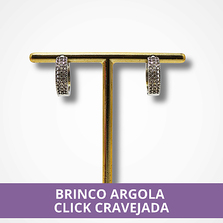 Brinco Argola Click Cravejada