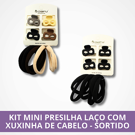 Kit Mini Presilha Laço com Xuxinha de Cabelo - Sortido