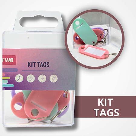 Kit Mini Tags Chaveiros Coloridas - 4 Unidades
