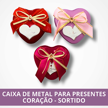 Caixa de Metal para Presentes Coração - Sortido