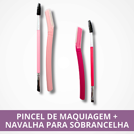 Pincel de Maquiagem + Navalha para Sobrancelha