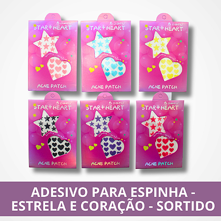 Adesivo para Espinha - Estrela e Coração - Sortido