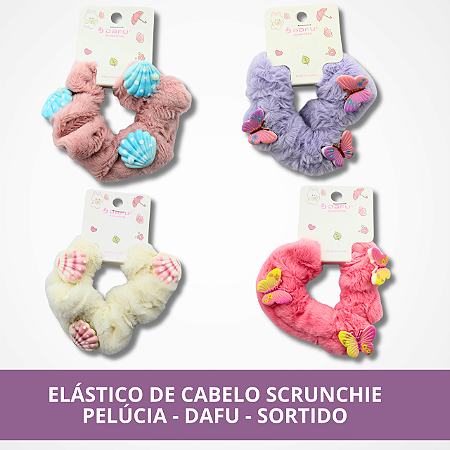 Elástico de Cabelo Scrunchie Pelúcia - Dafu - Sortido
