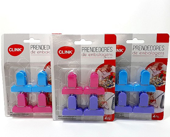 Prendedores Para Embalagens Com 4 Unidades Colorido - Clink