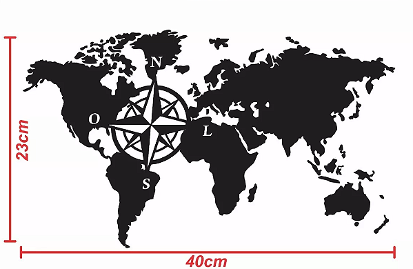 Adesivo Moto Mapa Múndi Rosa Dos Ventos 40cm