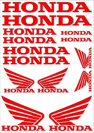 Cartela de Adesivos Honda + Asas
