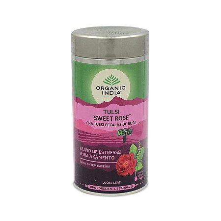 Chá Tulsi Pétalas de Rosa Organic India - Lata 100g