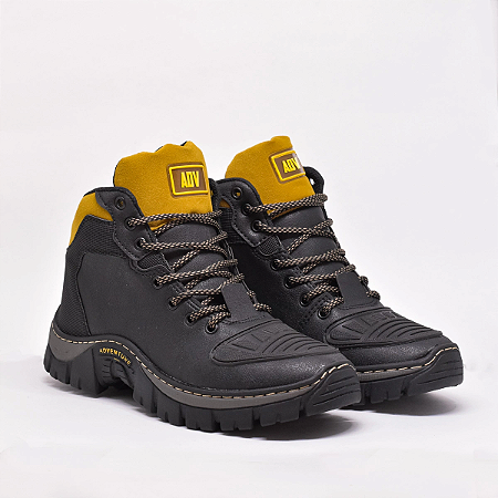 Bota Masculina Adv Cano Médio Preto Caramelo