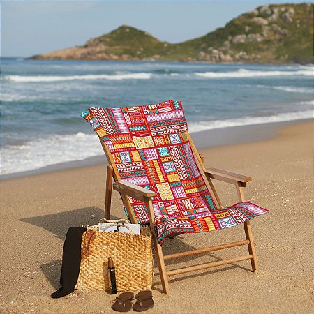 Toalha Aveludada Estampada Para Cadeira de Praia Ilheus 70 cm x 1,40 m