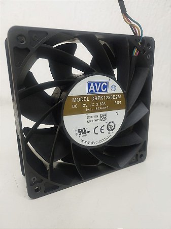 Cooler Fan AVC 12v 3,60a 120x120x38mm Modelo DMPK1238B12 4Fios e conector PWM