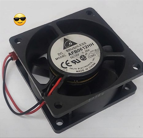 Microventilador Delta 12v 0,25a 60x60x25mm Model Afb0612hh 2 fios silencioso