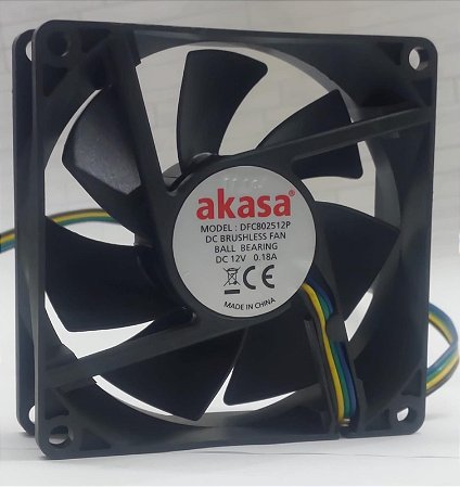 Cooler Fan Akasa 12v 80X80X25mm Modelo Dfc802512p 4 Fios Air Cooling Silenciosos