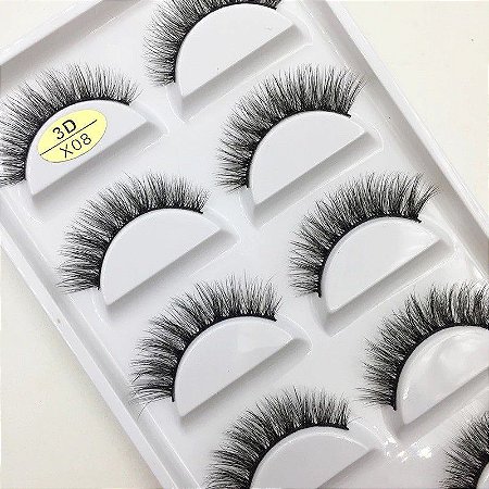 Cilios - Cartela com 05 pares modelo X08