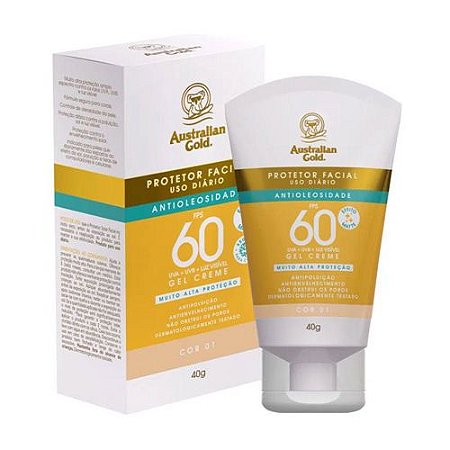 Australian Gold - Protetor Solar Facial Gel Creme FPS60 40g COR 02