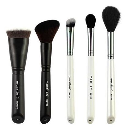 Macrilan - Kit com 5 Pincéis Profissionais Contorno e Ilumina WB100