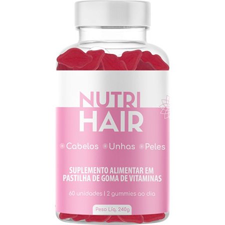 Nutri Hair - Cabelo/Pele/Unha 60 gummies Suplemento Alimentar FRUTAS VERMELHAS