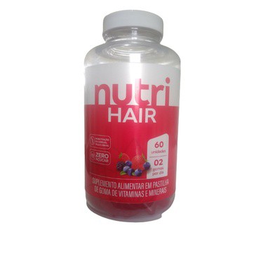 Nutri Hair - Cabelo/Pele/Unha 60 gummies Suplemento Alimentar Zero Açúcar