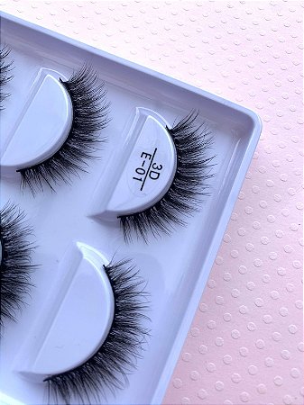 Cilios - Cartela com 05 pares modelo E01