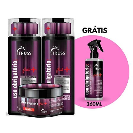 Truss - Kit Truss Uso Obrigatório Plus Shampoo 300ml + Condicionador 300ml + Máscara 180g Ganhe Spray Uso Obrigatório 26