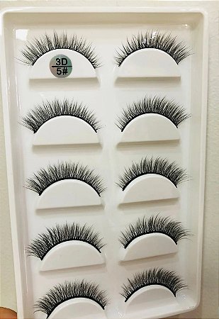 Cilios - Cartela com 05 pares modelo 3D 35#