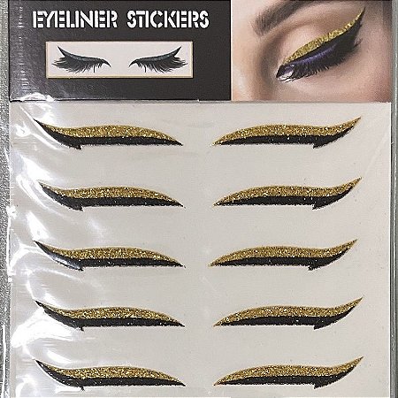Eye Line - Adesivo Delineado Gatinho Preto e Dourado c/ 5 Pares