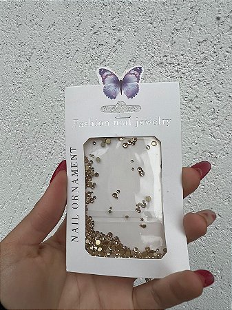 Nail - Pedraria Cor Dourada