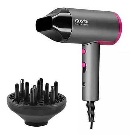 Quanta - Secador de Cabelo 2000w  Preto/Rosa Bivolt QTSCP20