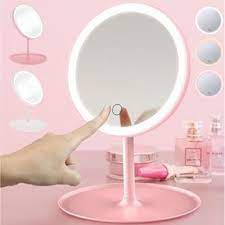 Espelho de mesa com luz - Rosa