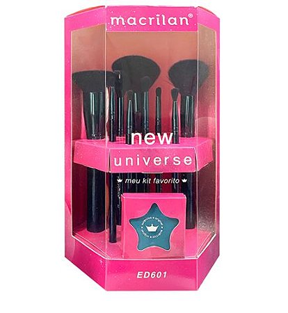 Macrilan - Kit De Pinceis Com 9 Unidades + 1 Esponja New Univerce  ED601