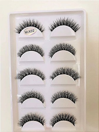 Cilios - Cartela com 05 pares modelo mix02